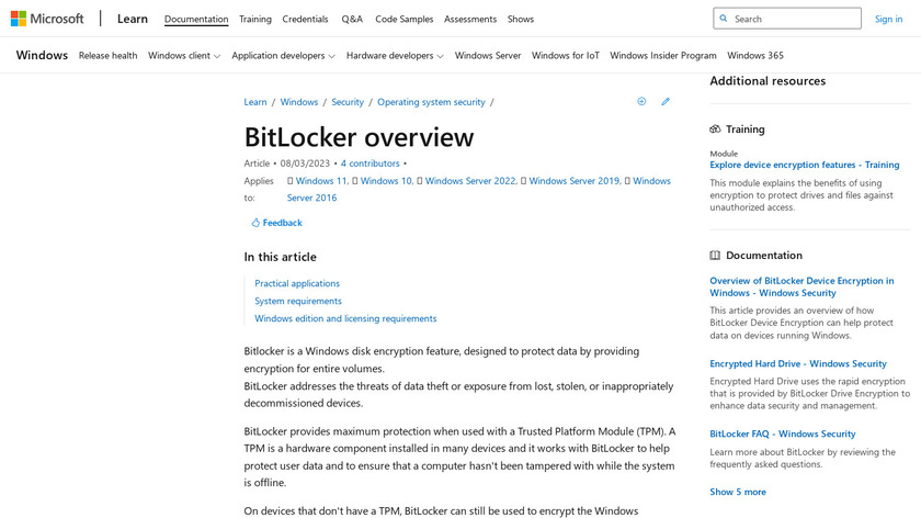 Windows BitLocker Landing Page