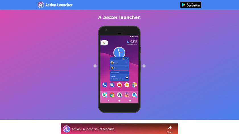 Action Launcher Landing Page
