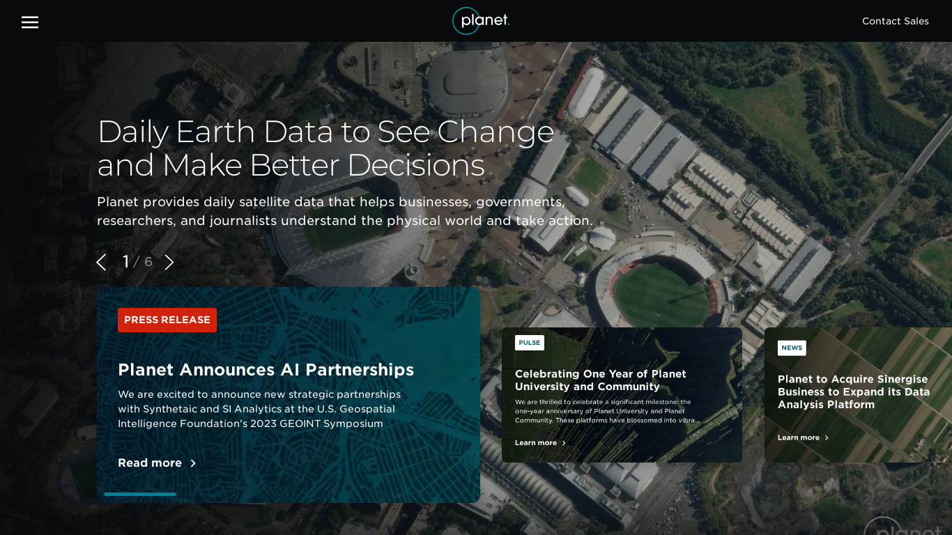 Planet Labs Landing page