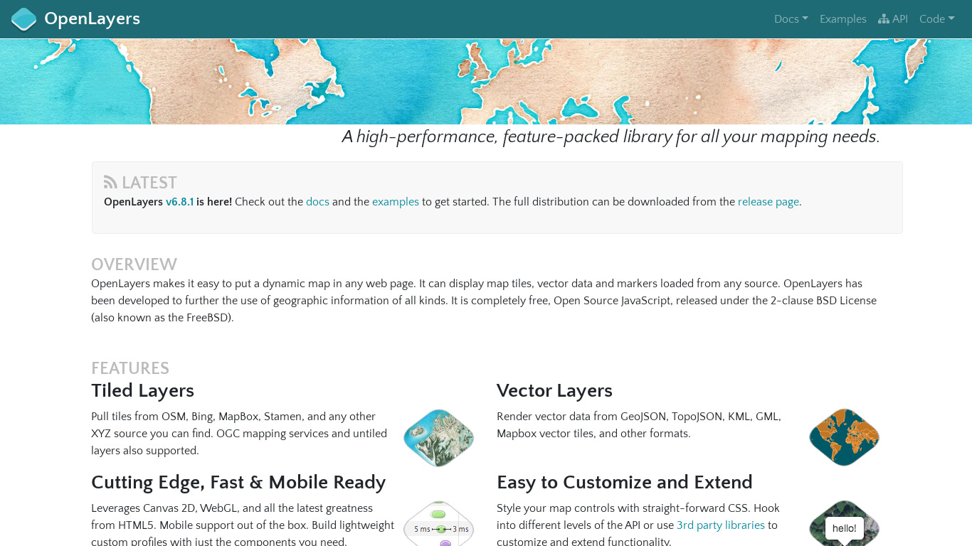 OpenLayers Landing page