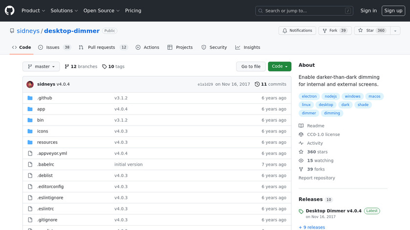 Desktop Dimmer Landing Page