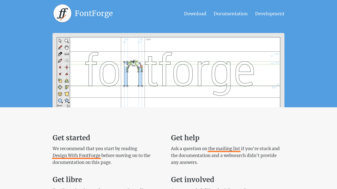 FontForge Landing page