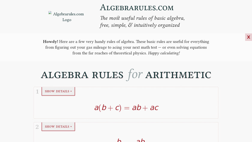 Algebrarules.com Landing Page