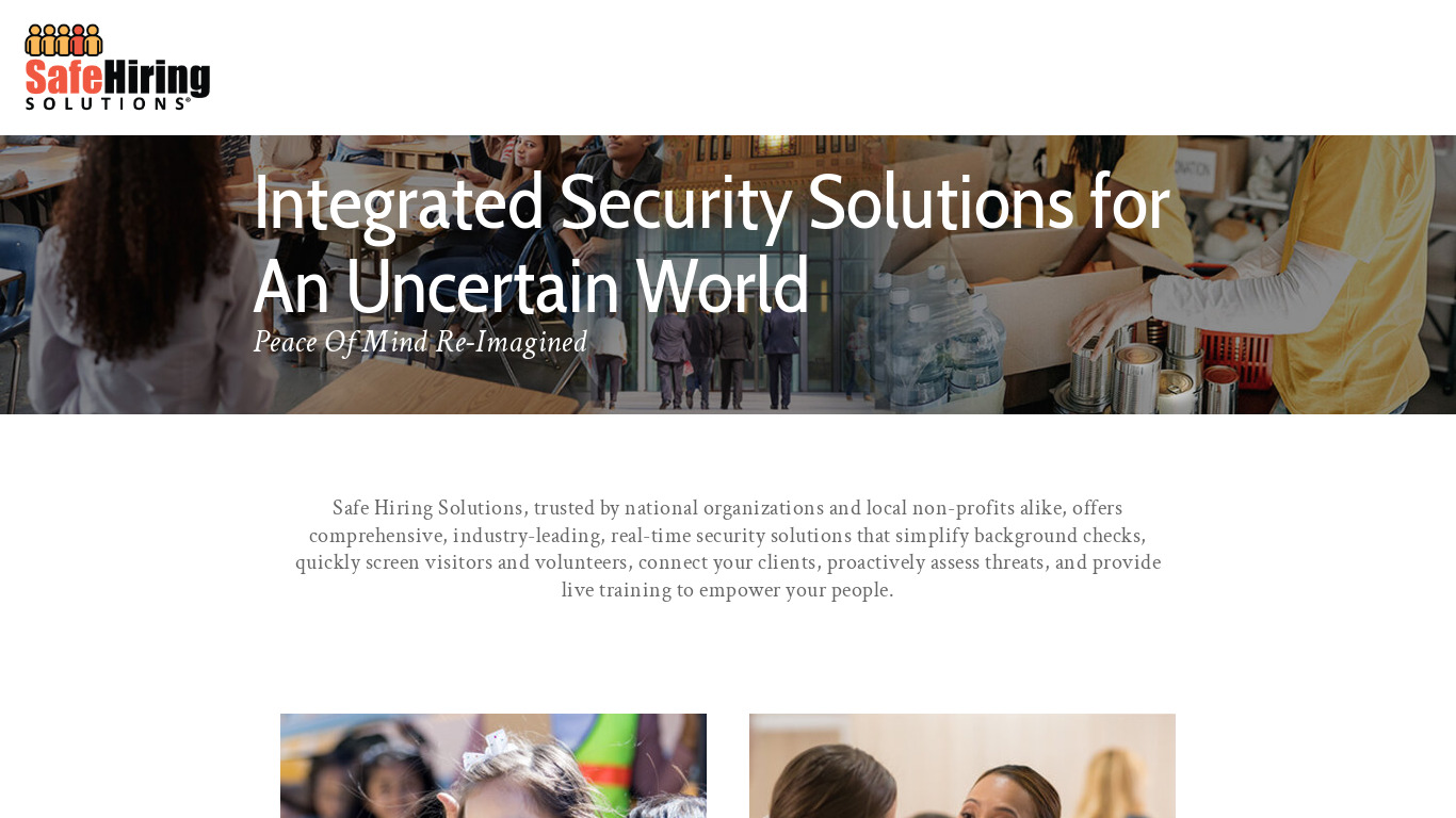 Safe Hiring Solutions Landing page