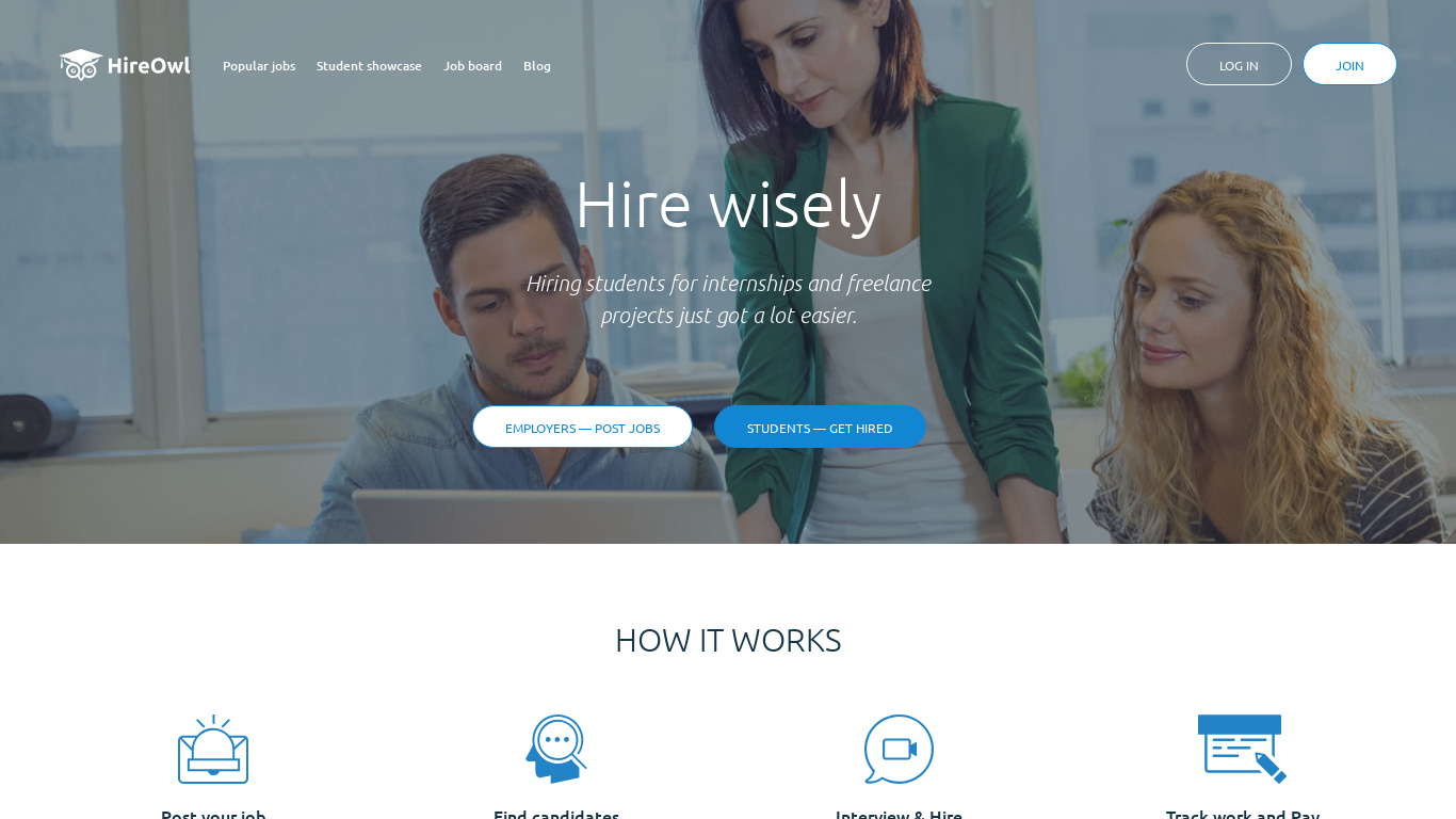 HireOwl Landing page