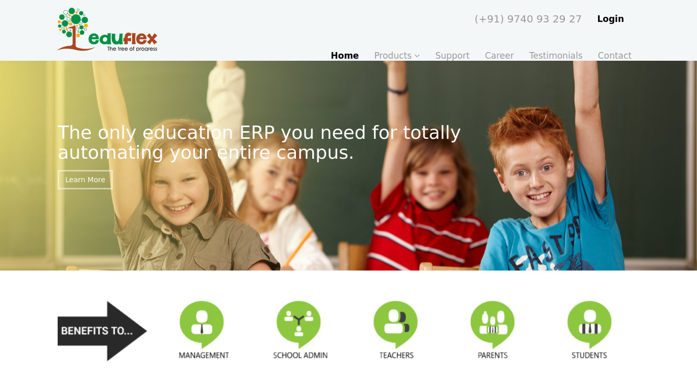Eduflex School ERP Landing page