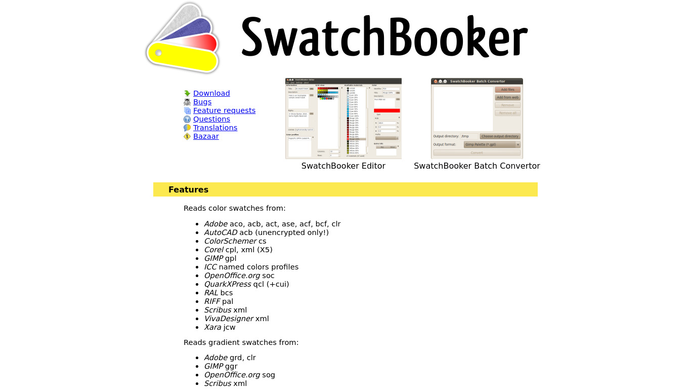 SwatchBooker Landing page