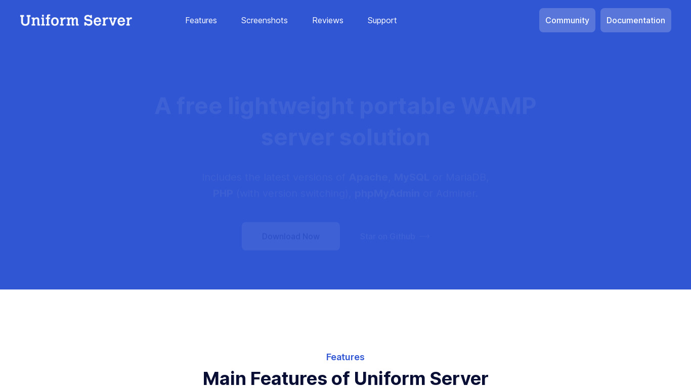 The Uniform Server Landing page