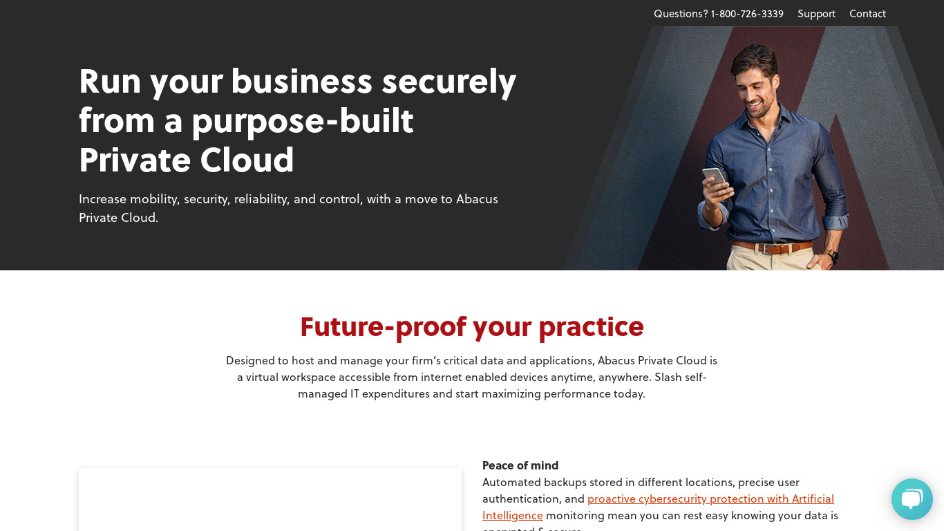 Abacus Private Cloud Landing page