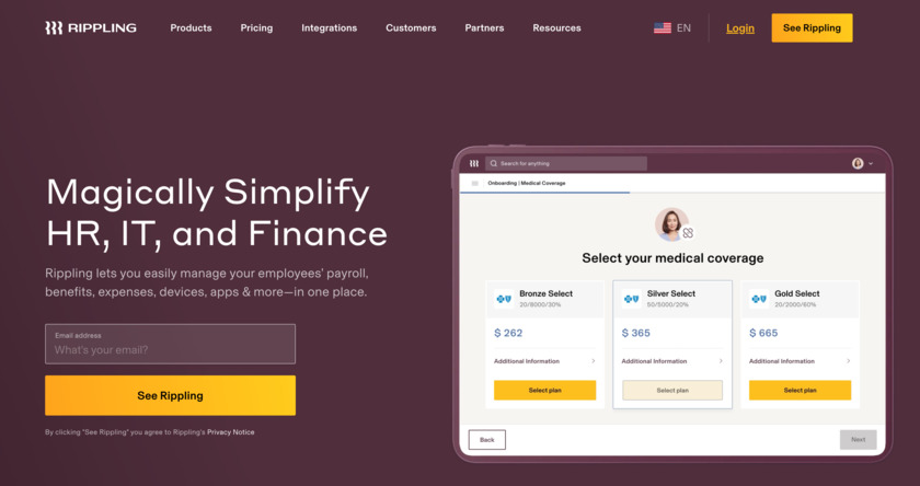 Rippling Landing Page