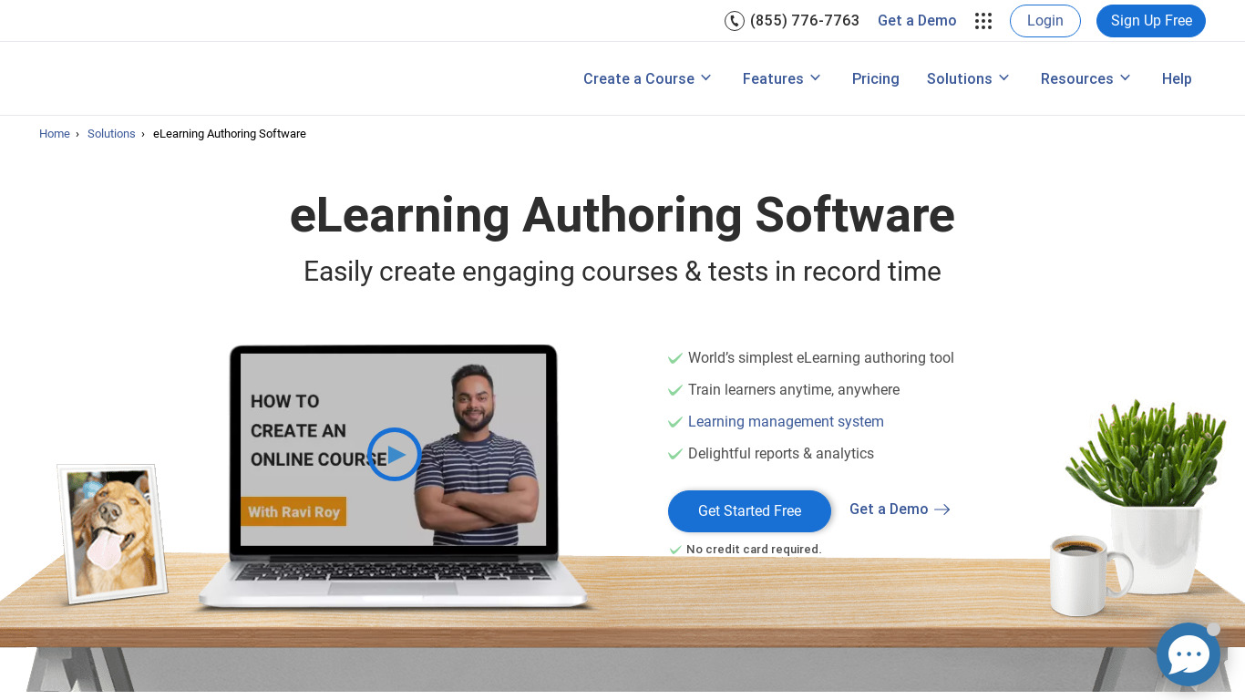 ProProfs eLearning Authoring tool Landing page