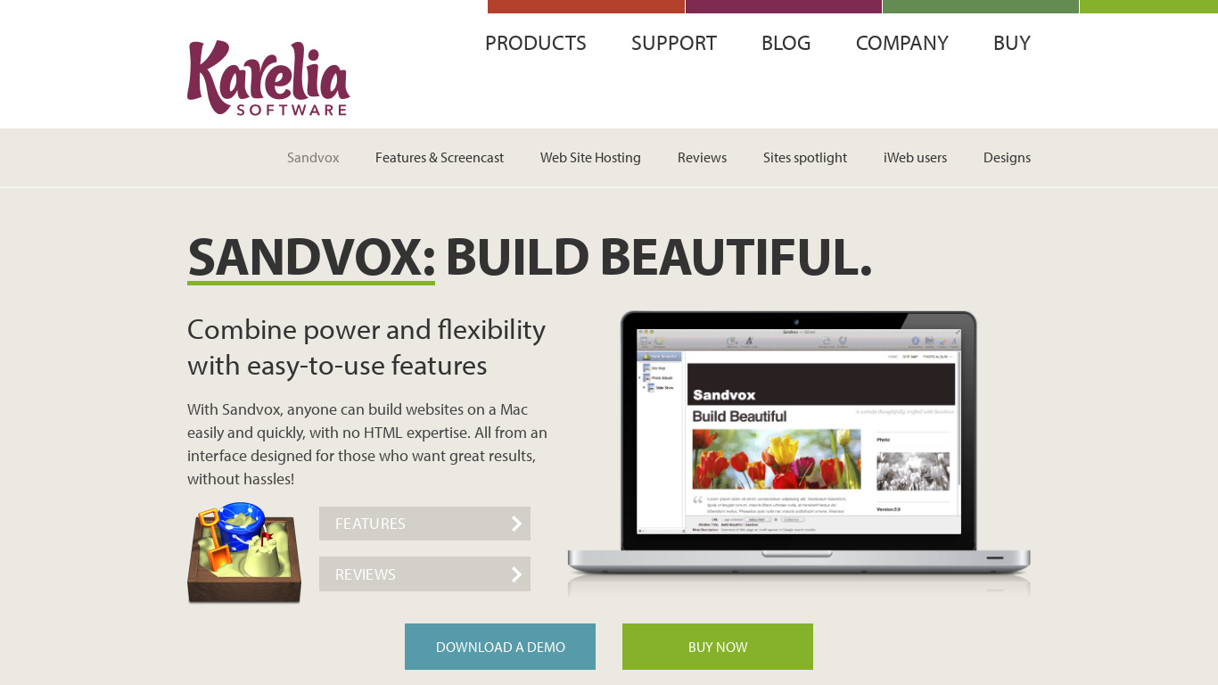 Sandvox Landing page