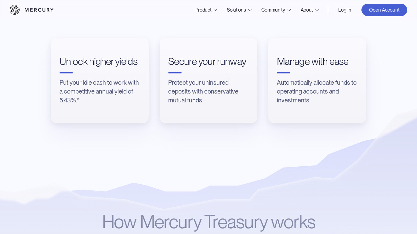 Mercury Treasury Landing page
