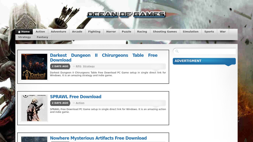 Ocean of Games Landing Page