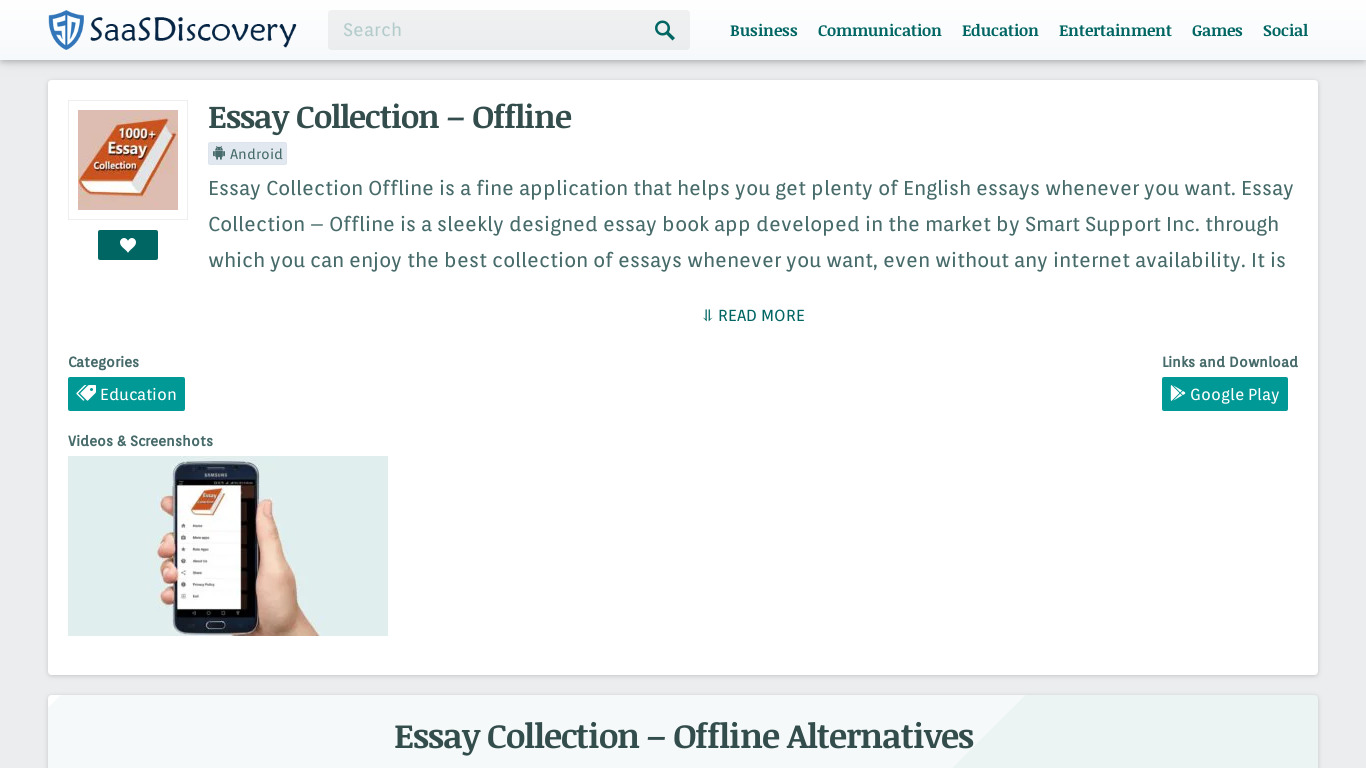 Essay Collection – Offline Landing page