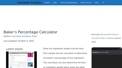 Baker's Percentage Calculator image