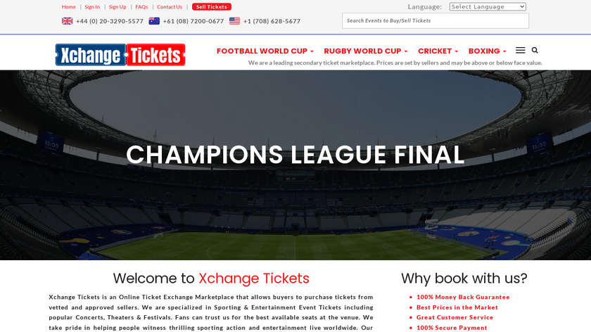 XchangeTickets Landing Page