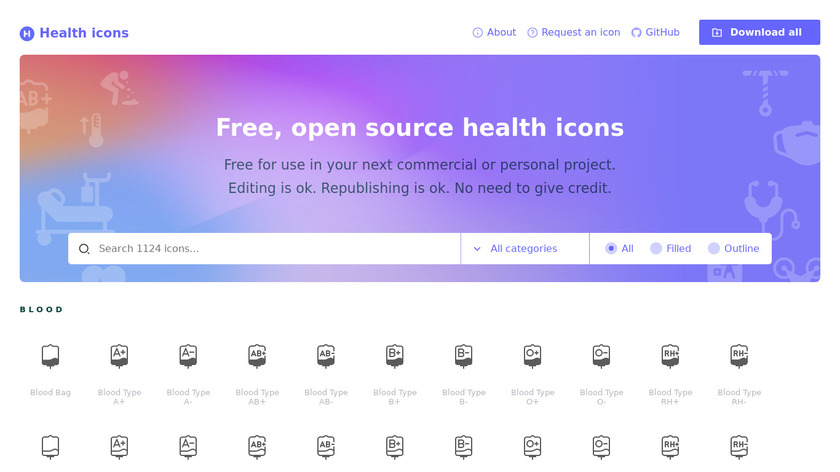 Health Icons Landing Page