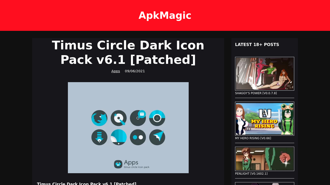 HD Dark Icon Pack Landing page