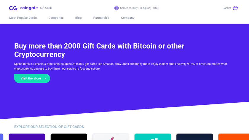 CoinGate Gift Cards Landing Page