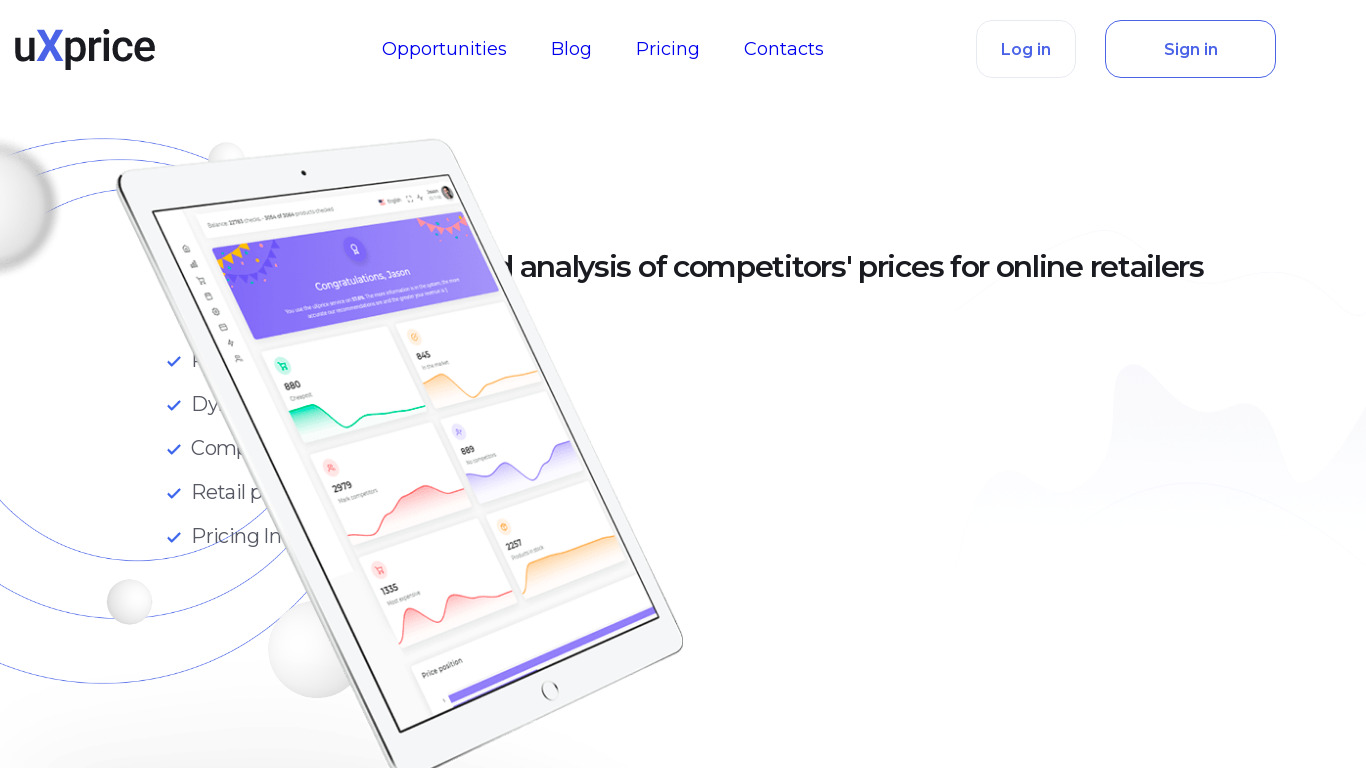 uXprice Landing page