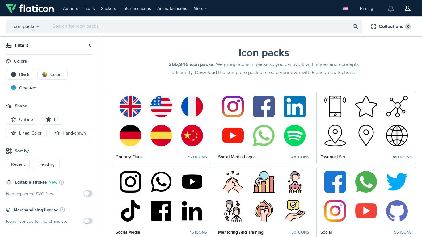 Glim Flat Icon Pack Landing page