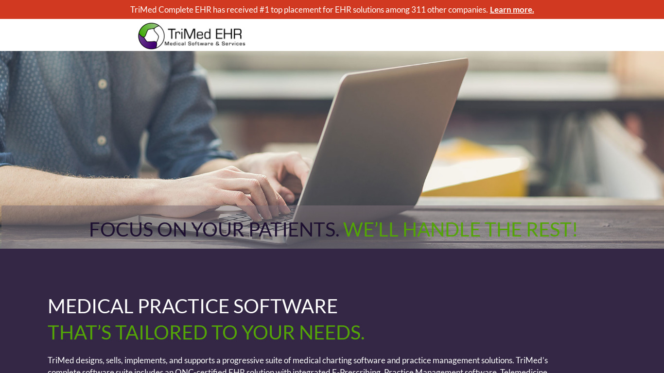 TriMed Complete Landing page