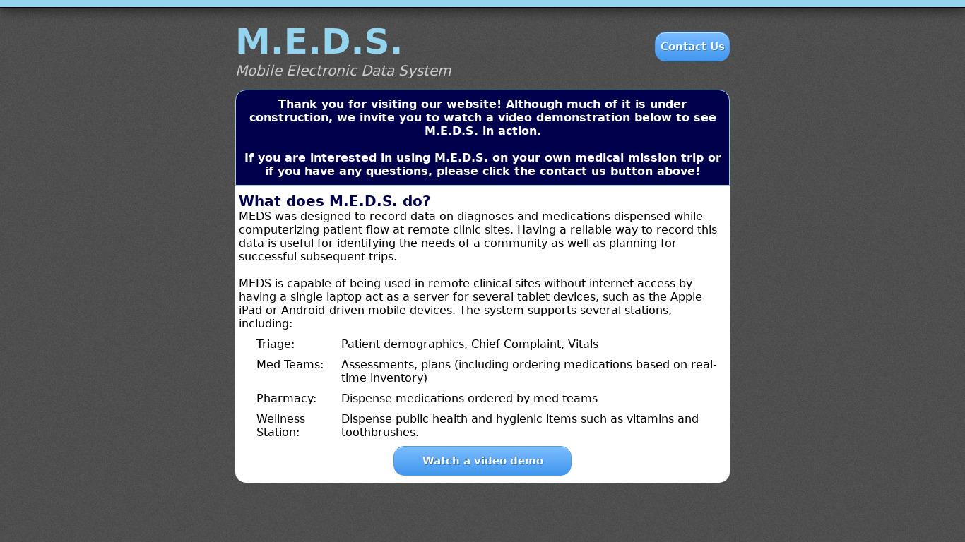 MedsApp Landing page