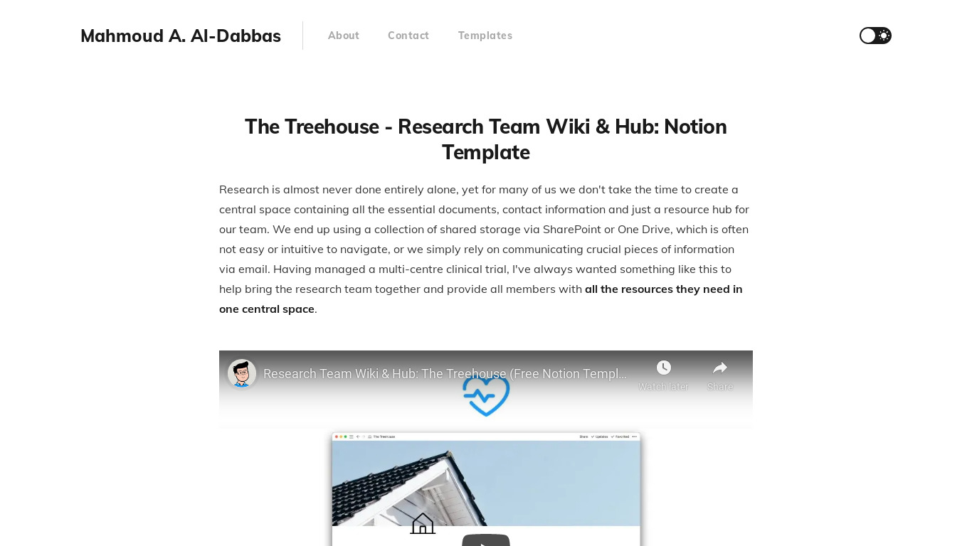 The Treehouse Landing page