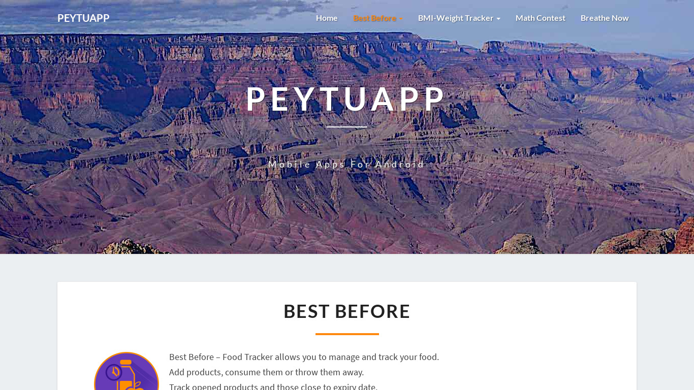 Best Before – Food Tracker Landing page
