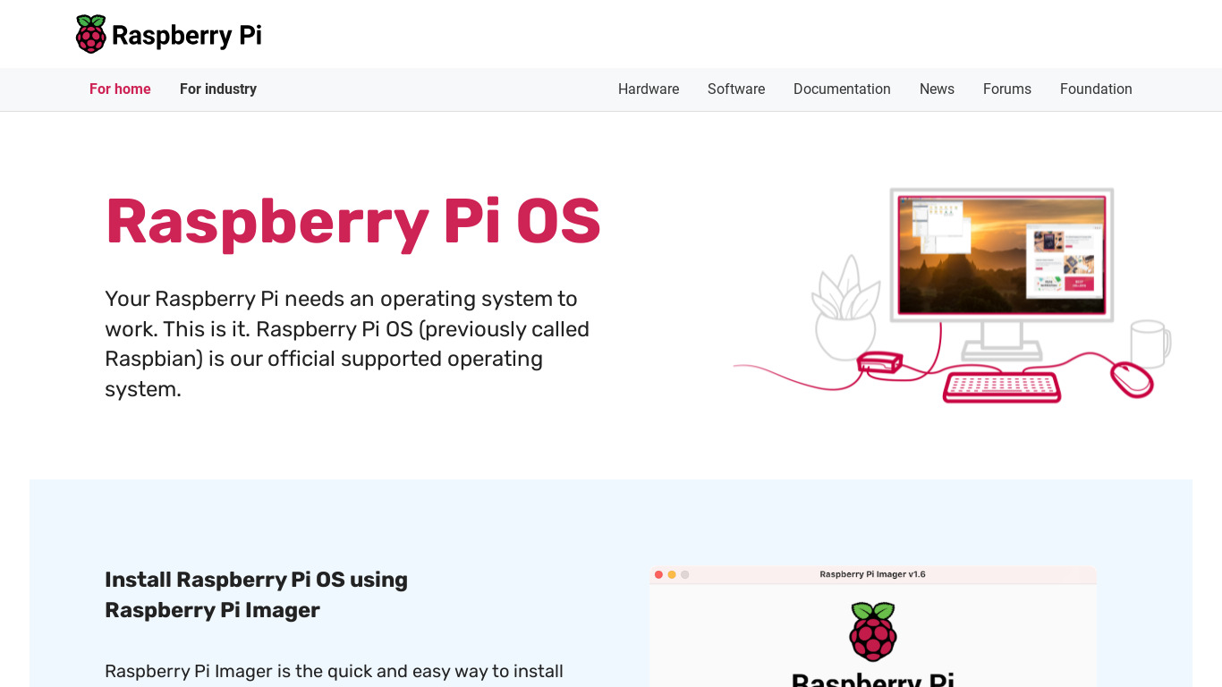 Raspberry Pi Imager Landing page