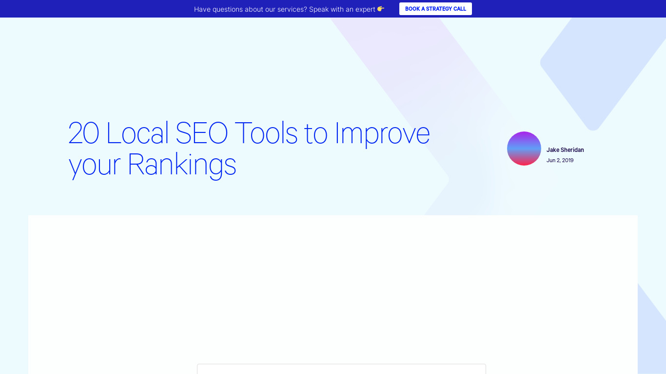 Local SEO Tools Landing page