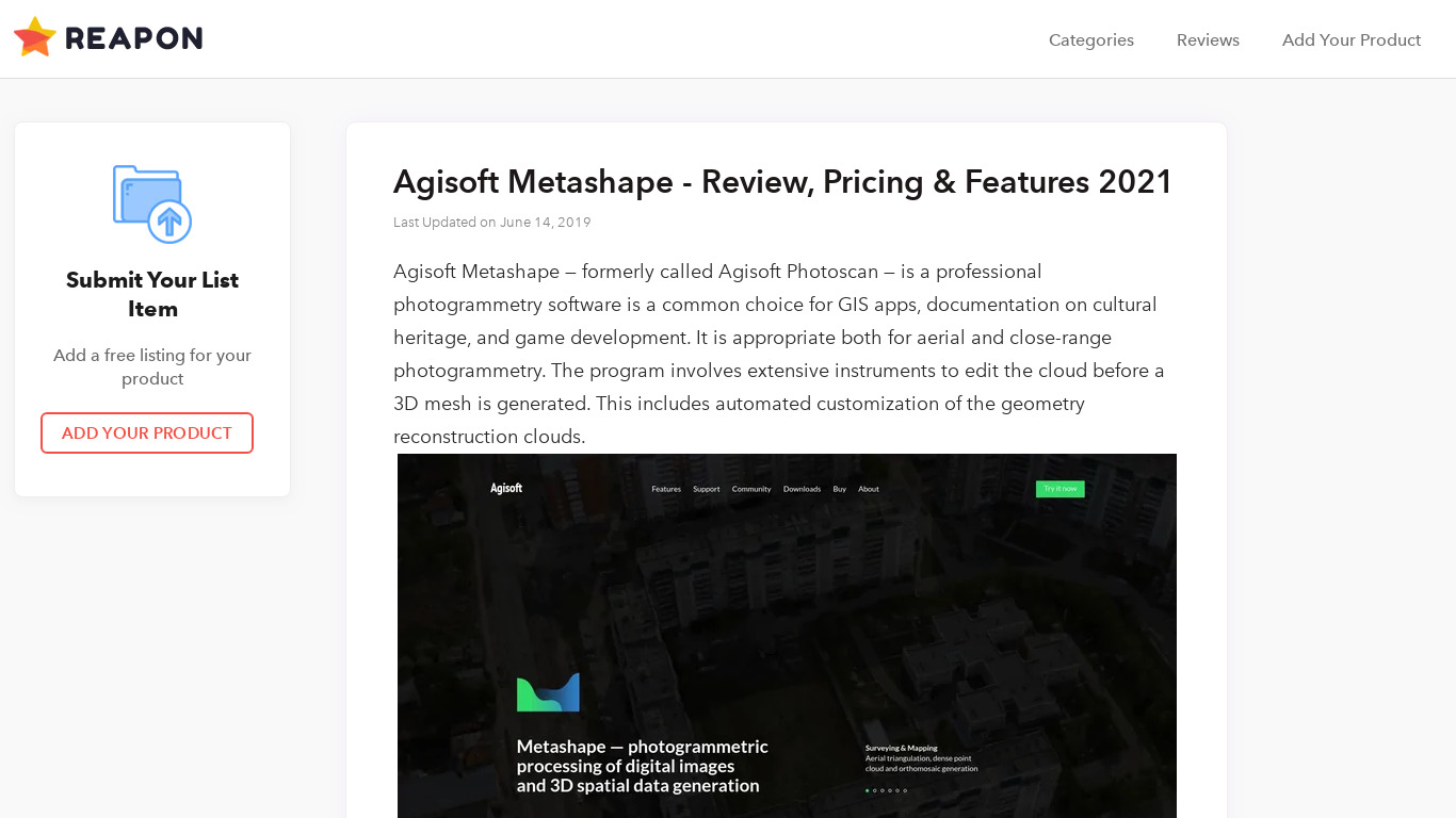 Agisoft Metashape Landing page