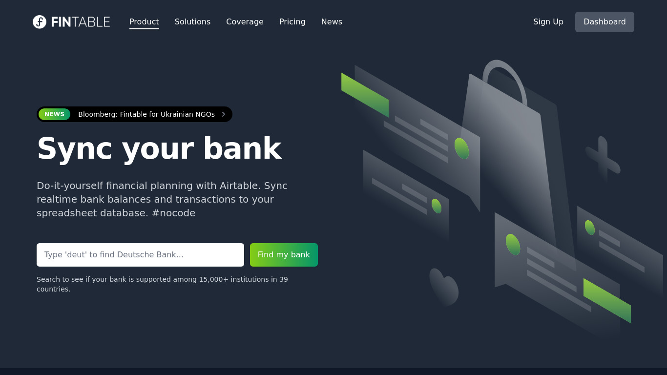 Fintable Landing page