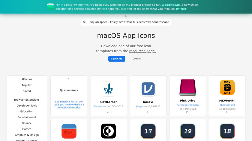 MacOSicons.com Landing Page