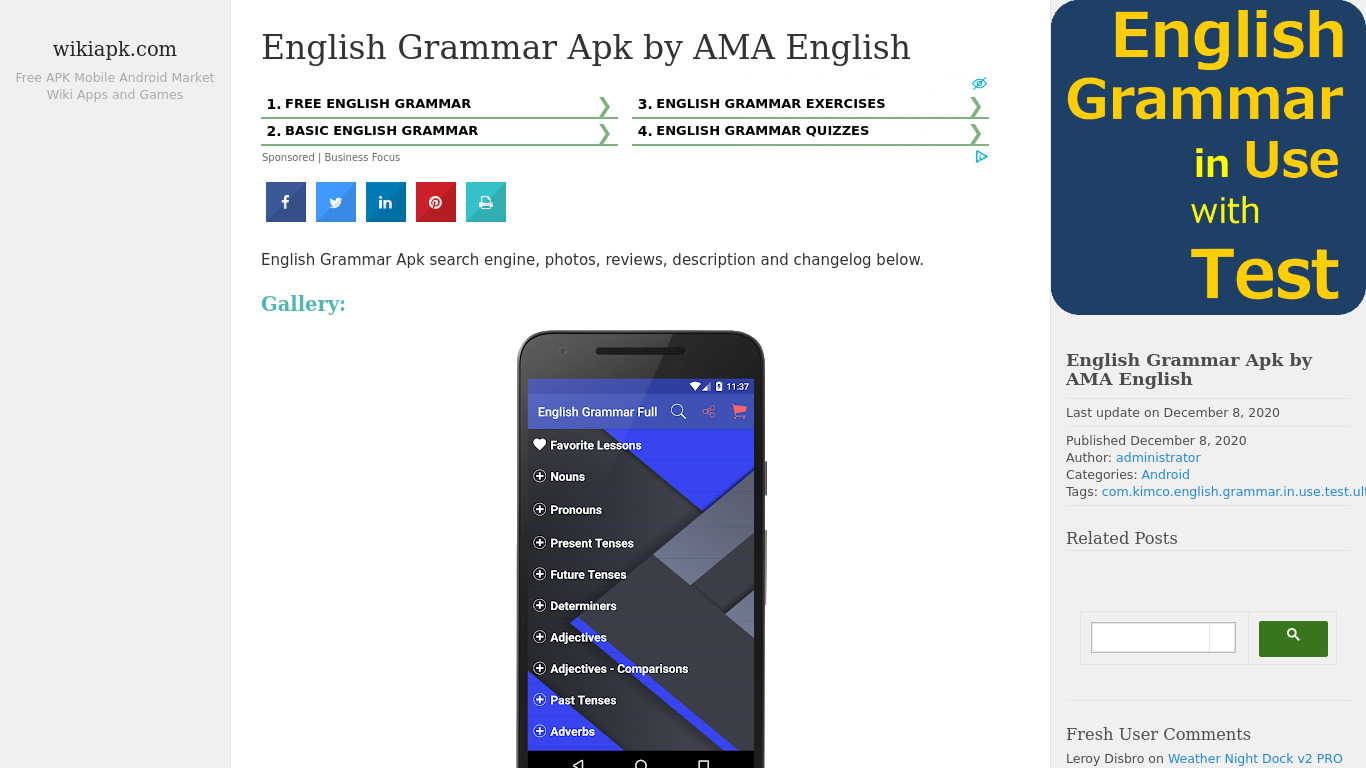 English Grammar by AMA English Landing page