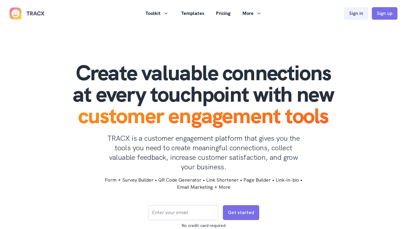 TRACX Landing page