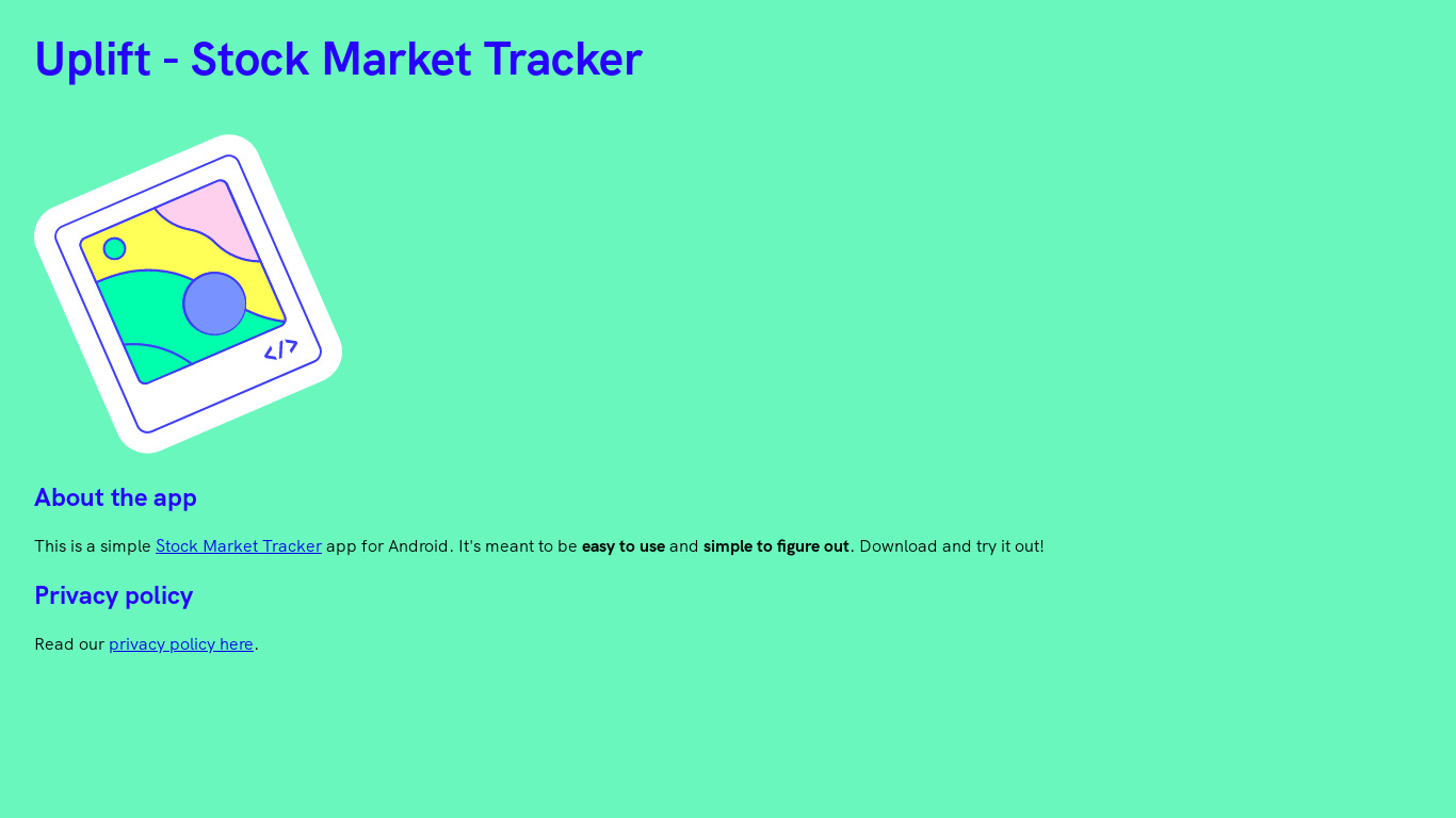 Stock Market Tracker Landing page