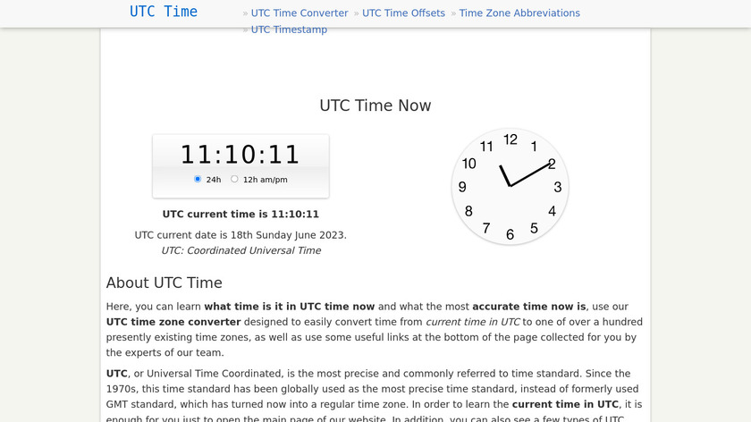 UTC Time Landing Page