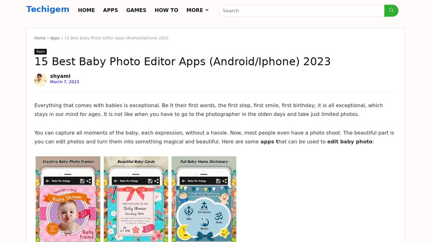 Cute – Baby Photo Editor Landing Page
