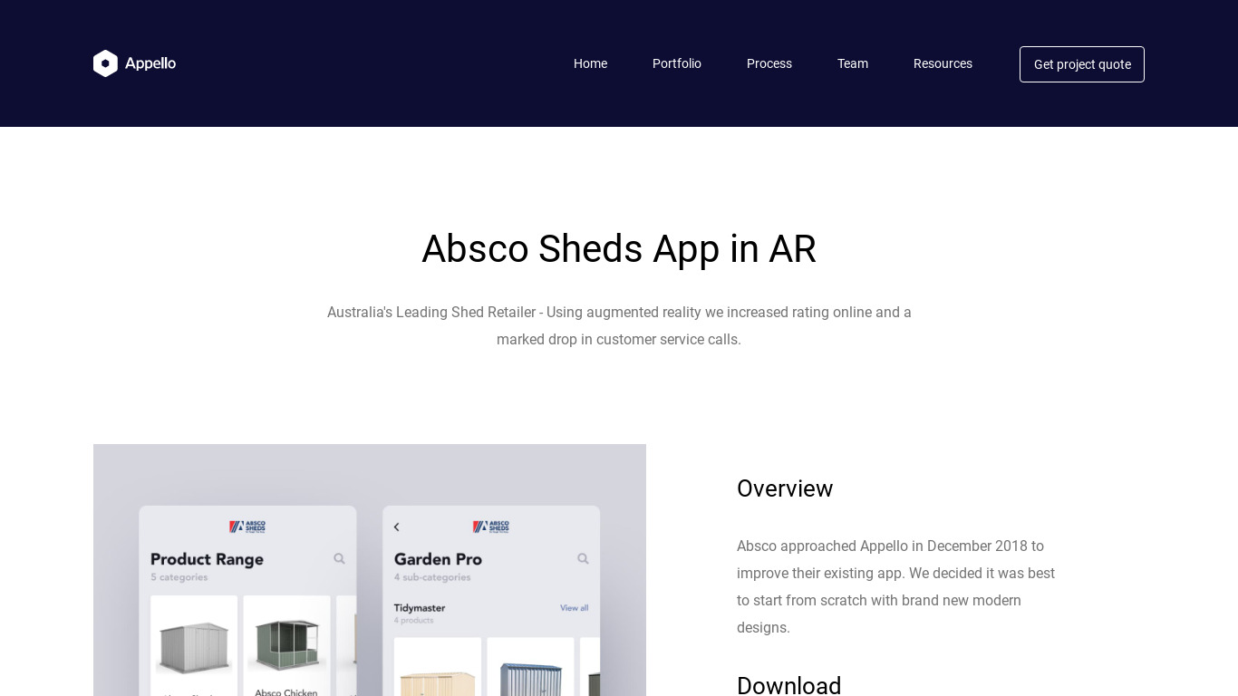 Absco Sheds Landing page