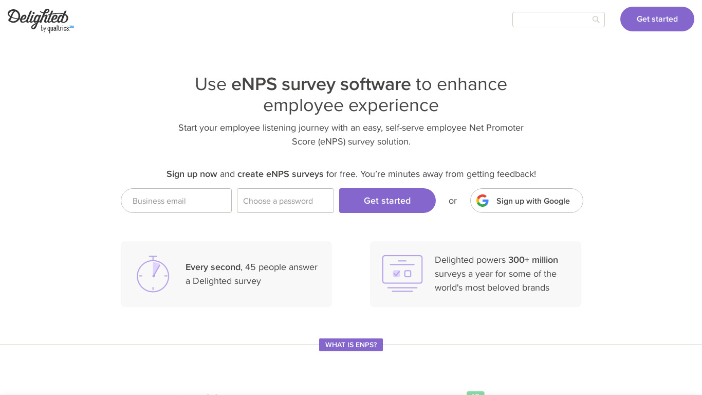 Delighted eNPS Landing page