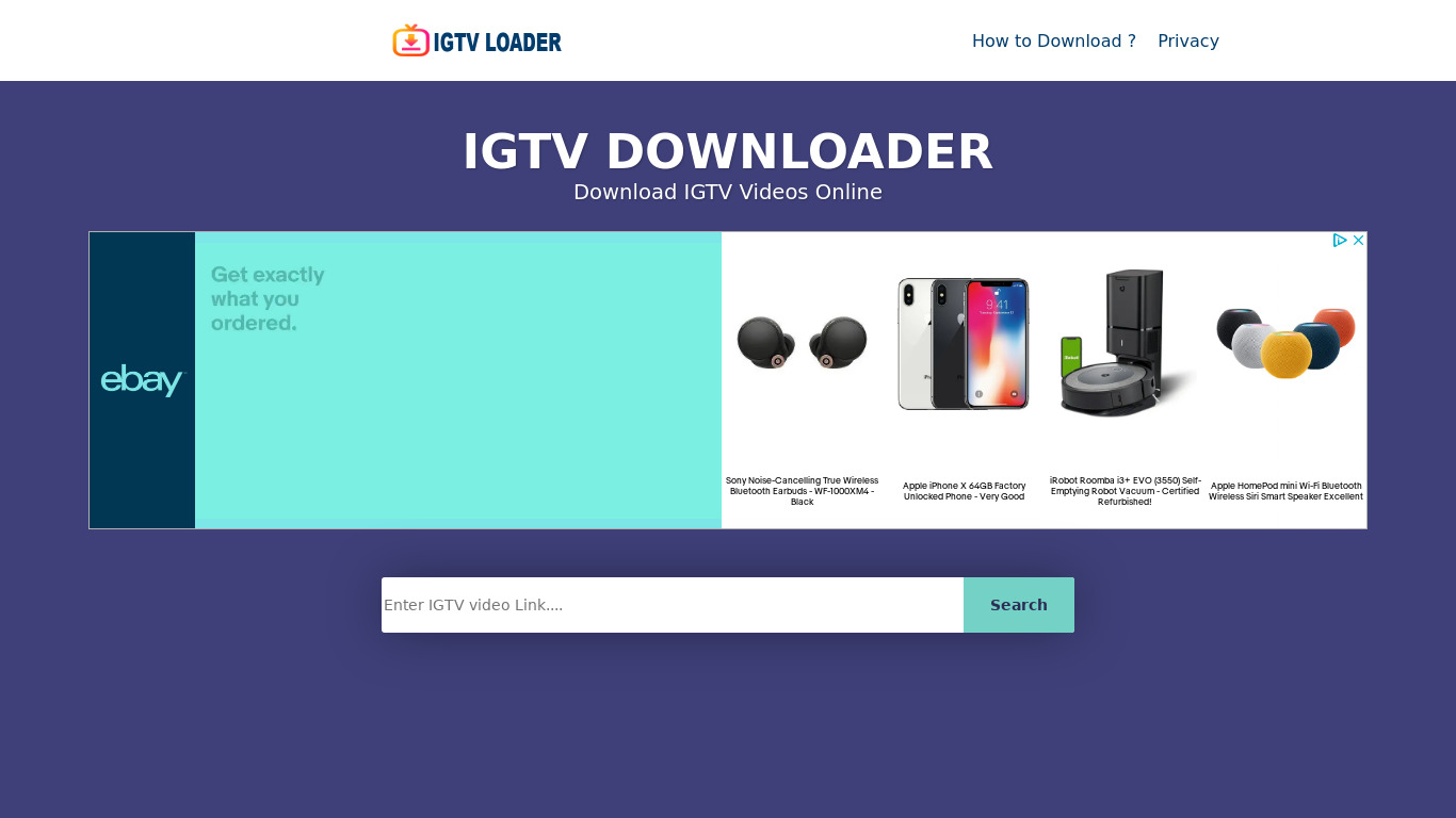 IGTV Loader Landing page