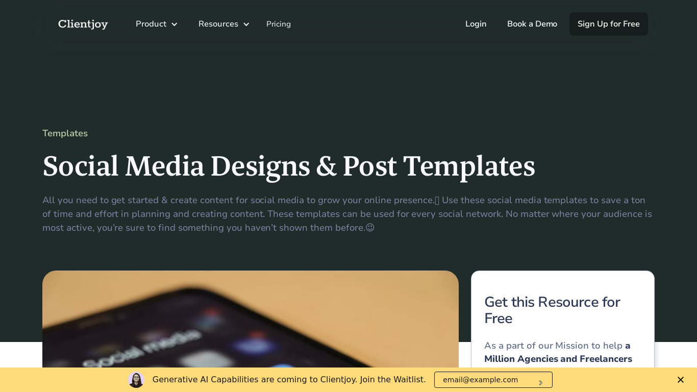 Social Media Designs and Templates Landing page