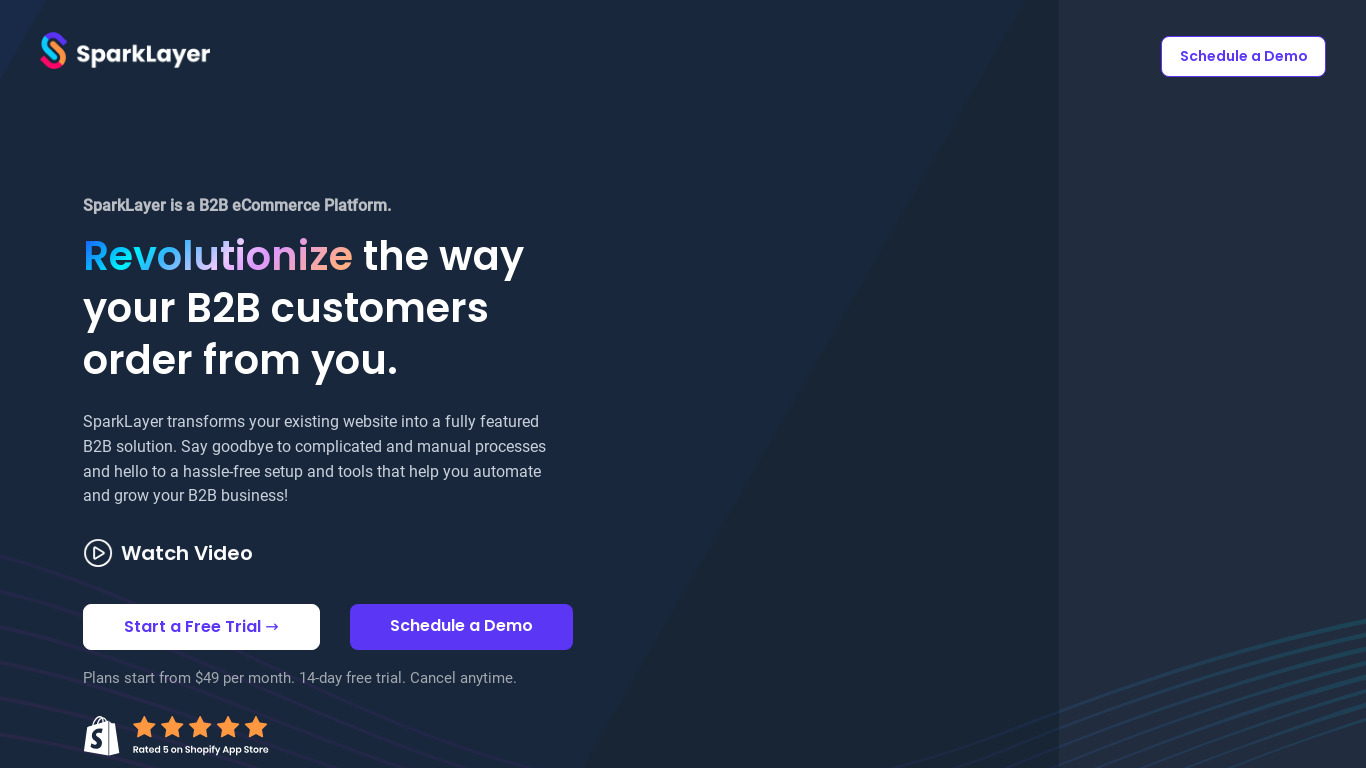 SparkLayer Landing page