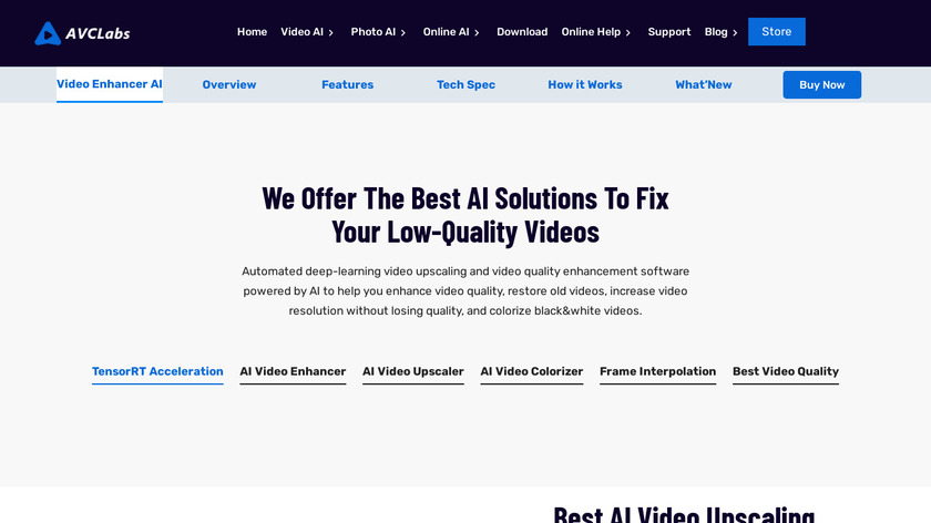 AVCLabs Video Enhance AI Landing Page