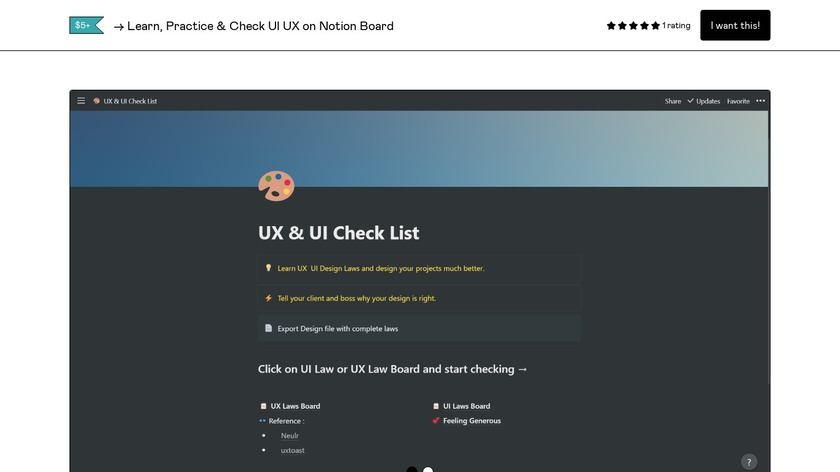 UI & UX Checklist Landing Page