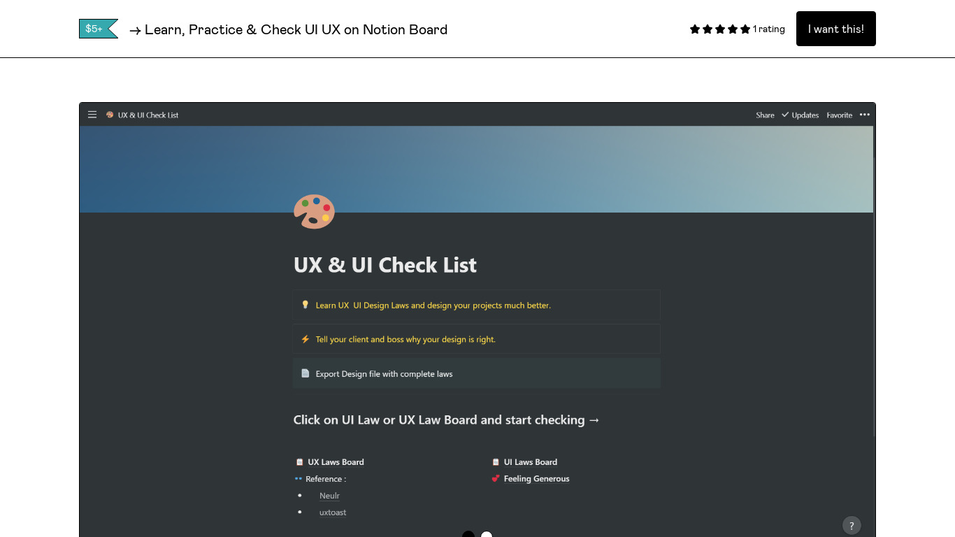 UI & UX Checklist Landing page