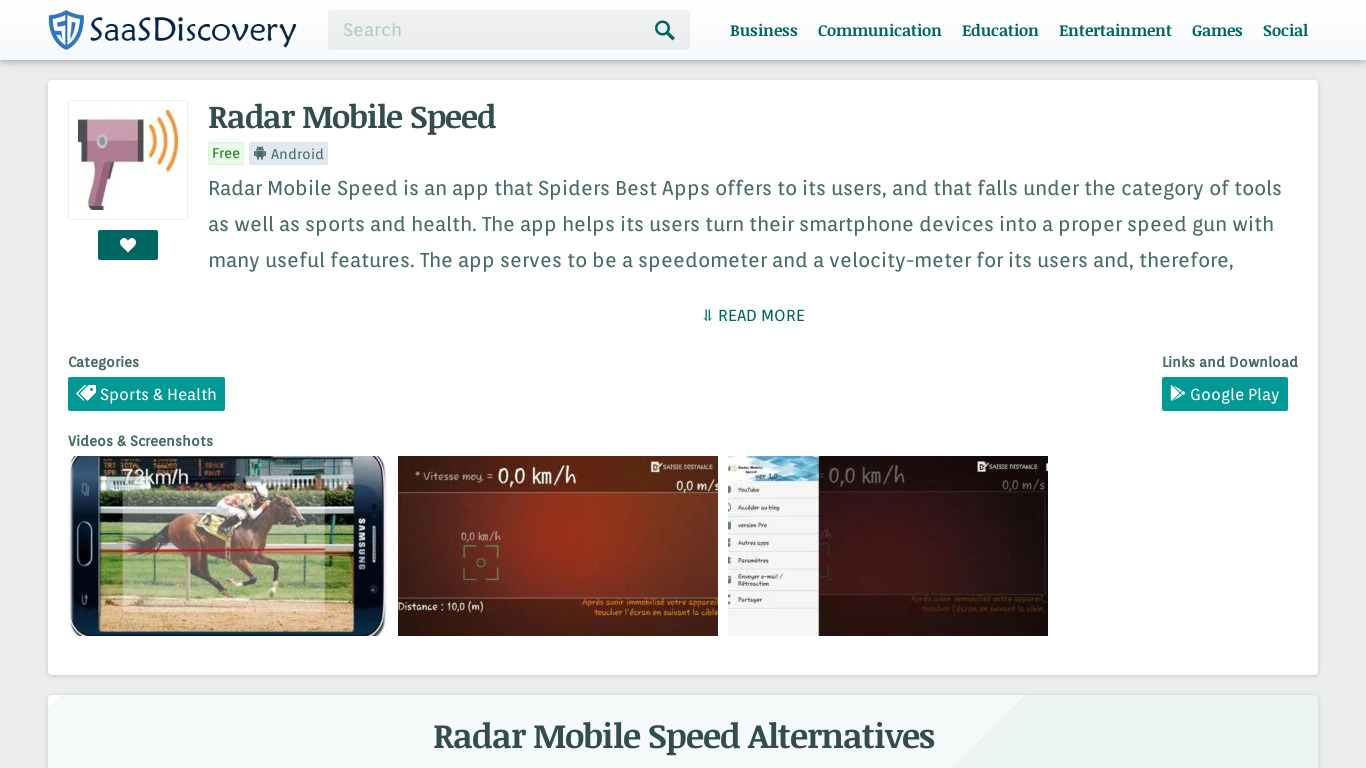 Radar Mobile Speed Landing page