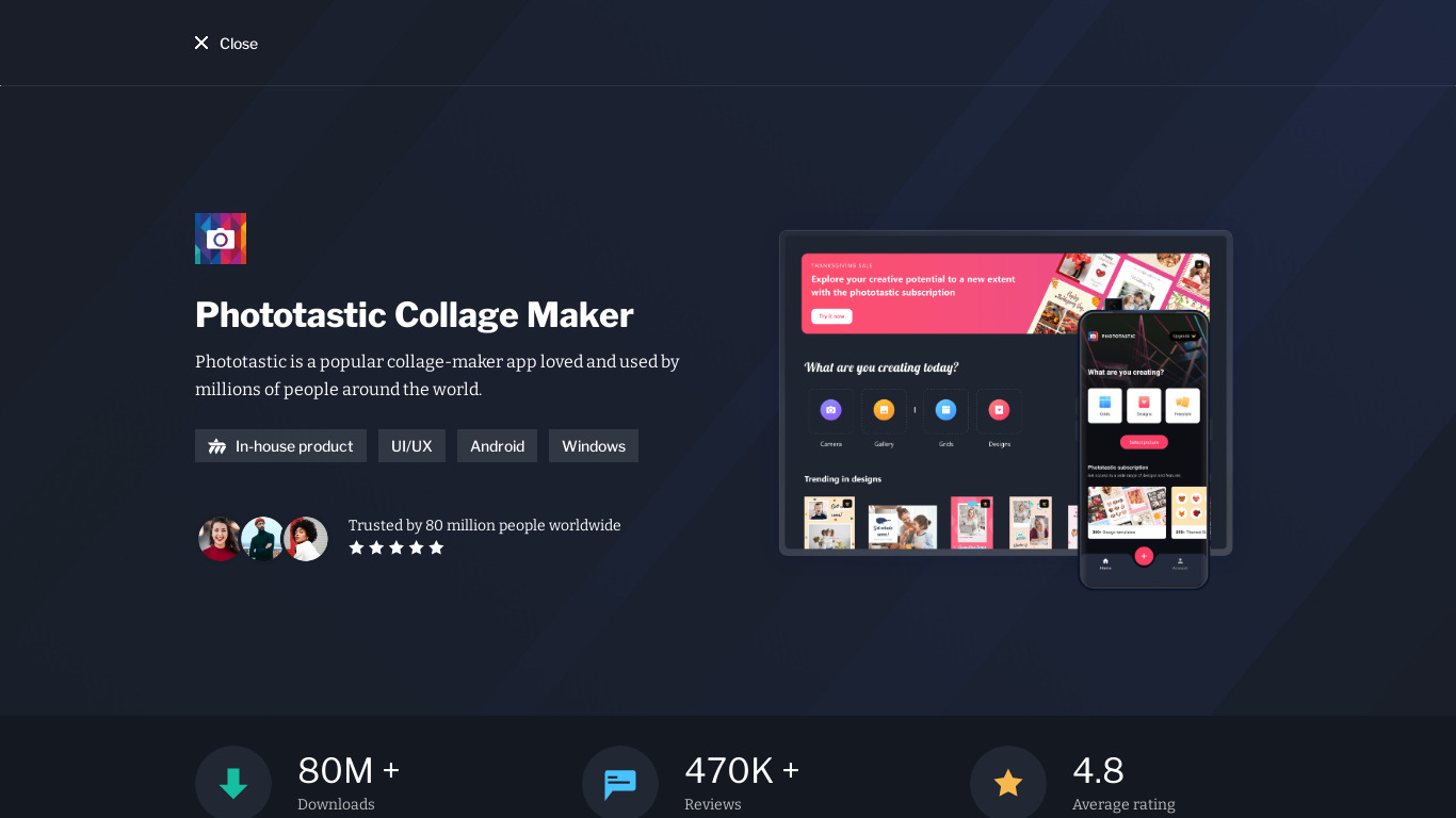 Phototastic Collage Maker Landing page
